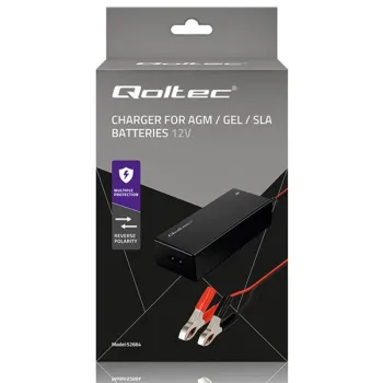 Qoltec Automatyczna ładowarka do akumulatora AGM GEL STD | Prostownik 12V | 4A | 48W | LED | Kabel 1.8m-1381821