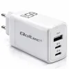 Qoltec Ładowarka sieciowa 65W GaN  | 5-20V | 3-3.35A | 2 x USB-C PD | 1 x USB QC 3.0 | Laptop | Smartfon | Biała