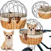 Koszyk wiklinowy na rower z kratką metalową transporter dla kota psa-1408537