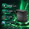 Qoltec Ładowarka GaN POWER PRO | 2xUSB-C | 2xUSB | 130W | 5-20V | 1.5-5A | PD | Laptop | Smartfon | Czarna-1409237
