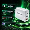 Qoltec Ładowarka sieciowa 100W GaN  | 5-20V | 1.5-5A | 2 x USB-C PD | 1 x USB QC 3.0 | Laptop | Smartfon | Biała-14092