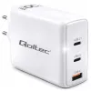 Qoltec Ładowarka sieciowa 100W GaN  | 5-20V | 1.5-5A | 2 x USB-C PD | 1 x USB QC 3.0 | Laptop | Smartfon | Biała