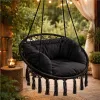 Huśtawka LUARO fotel bocianie gniazdo z poduszką czarne 80cm 150kg-1408579