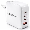 Qoltec Ładowarka sieciowa 140W GaN  | 5-20V | 2.5-5A | 3 x USB-C PD | 1 x USB QC 3.0 | Laptop | Smartfon | Biała