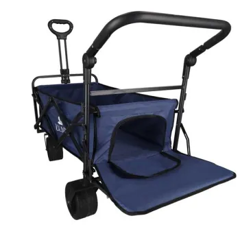 Wózek transportowy LUARO plażowy składany z daszkiem i siatką 120l granatowy