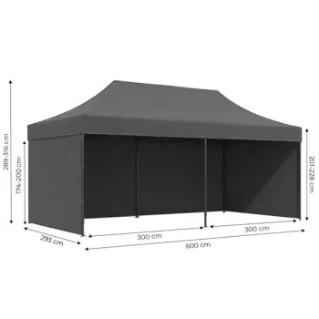Pawilon ogrodowy eventowy automatyczny samorozkładalny namiot 3x6 m szary MultiGarden-1408829