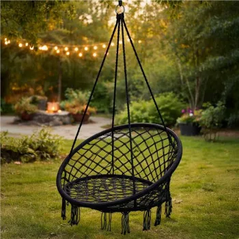 Huśtawka LUARO fotel bocianie gniazdo czarne 80cm 150kg-1408585