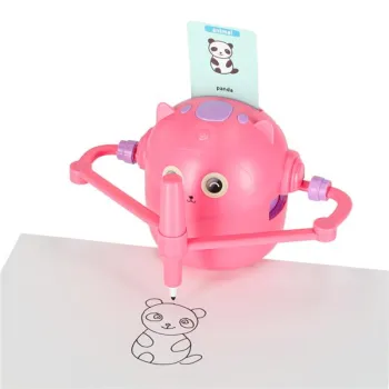 Zabawka interaktywna robot nauka rysowania fiszki kolorowe mazaki różowy-1408480