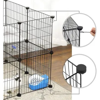 Kojec modułowy zagroda dla małych zwierząt gryzoni chomika świnki morskiej 2 poziomy czarny-1408689