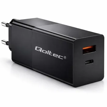 Qoltec Ładowarka GaN POWER PRO | 1xUSB-C | 1xUSB | 100W | 5-20V | 1.5-5A | PD | Laptop | Smartfon | Czarna