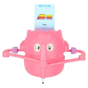 Zabawka interaktywna robot nauka rysowania fiszki kolorowe mazaki różowy-1408483