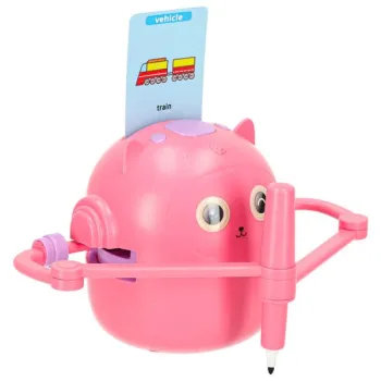 Zabawka interaktywna robot nauka rysowania fiszki kolorowe mazaki różowy-1408484