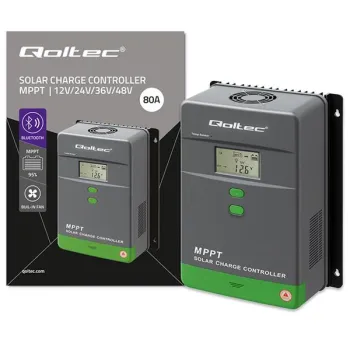 Qoltec Solarny regulator ładowania MPPT z czujnikiem temperatury 80A |12V / 24V / 36V / 48V | LCD | Bluetooth | APP | G