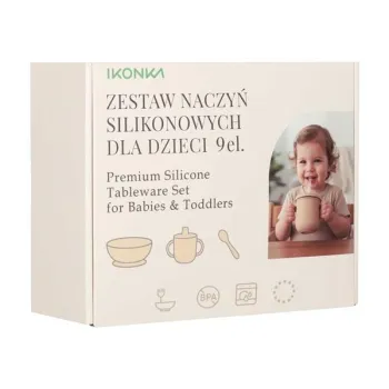 Naczynia silikonowe dla dzieci niemowląt krab zestaw 9 elementów ciemny róż-1411857