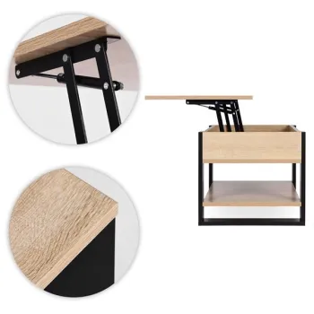 Stolik kawowy rozkładany blat podnoszony 90 cm schowek półka dąb sonoma ModernHome-1412021