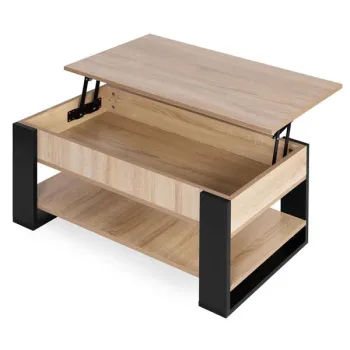 Stolik kawowy rozkładany blat podnoszony 90 cm schowek półka dąb sonoma ModernHome-1412020