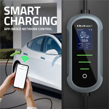 Qoltec Mobilna ładowarka do samochodu elektrycznego EV i hybryd z regulacją 2w1 Typ2 | 7kW | 230V | CEE 32A | Wi-fi | 
