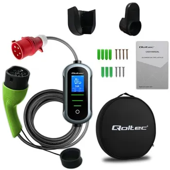 Qoltec Mobilna ładowarka do samochodu elektrycznego EV i hybryd z regulacją 2w1 Typ2 | 11kW | 400V | CEE 16A | Wi-fi |