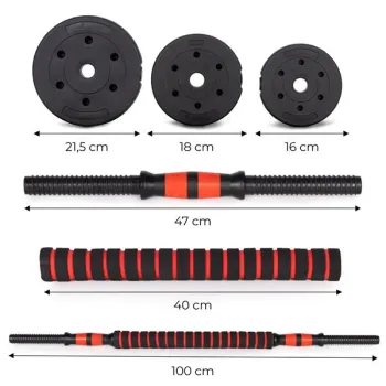 Hantle regulowane 2x15 kg sztanga zestaw 30 kg gryf MOVEPRO-1428481