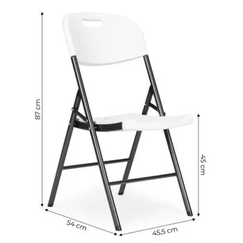 Komplet 4 krzeseł składanych zestaw cateringowy metal HDPE białe MultiGarden-1428571