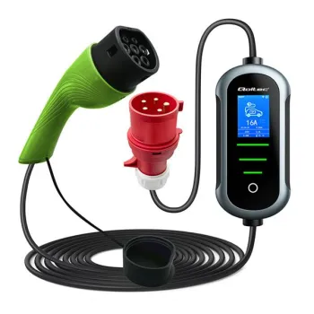 Qoltec Mobilna ładowarka do samochodu elektrycznego EV i hybryd z regulacją 2w1 Typ2 | 7kW | 230V | CEE 32A | Wi-fi | 