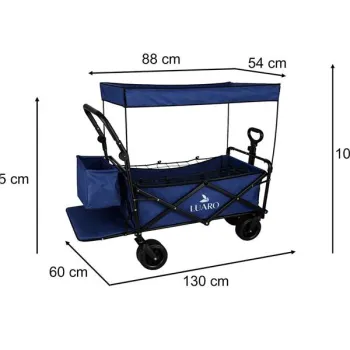 Wózek transportowy LUARO plażowy składany z daszkiem i siatką 120l granatowy-1428207