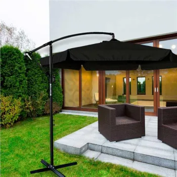 Parasol ogrodowy LUARO duży składany z wysięgnikiem 290cm czarny-1428295