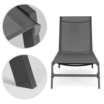 Leżak ogrodowy plażowy leżanka regulacja oparcia stalowa konstrukcja szary MultiGarden-1428606