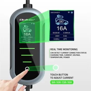 Qoltec Mobilna ładowarka do samochodu elektrycznego EV i hybryd z regulacją 2w1 Typ2 | 11kW | 400V | CEE 16A | Wi-fi |