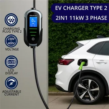 Qoltec Mobilna ładowarka do samochodu elektrycznego EV i hybryd z regulacją 2w1 Typ2 | 11kW | 400V | CEE 16A | Wi-fi |