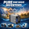 Qoltec Przetwornica napięcia Pure Sine Wave | 12V na 230V | 300/600W | LCD | USB | USB-C | Kompatybilna z LiFePO4 GEL A