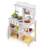 Drewniana kuchnia dla dzieci z piekarnikiem i akcesoriami do gotowania - biała ECOTOYS-1434688