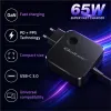 Qoltec Ładowarka sieciowa GaN Super Fast 65W | USB-C PD PPS | 5-21V | 3-3.25A | Laptop | MacBook | Smartfon | kabel 1.8