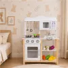 Drewniana kuchnia dla dzieci z piekarnikiem i akcesoriami do gotowania - biała ECOTOYS-1434692
