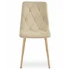 Komplet 2 krzeseł tapicerowanych welurowych do jadalni salonu pikowane beżowe-1430531