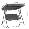 Huśtawka ogrodowa 3-osobowa bujana wolnostojąca stalowa szara MultiGarden-1430784