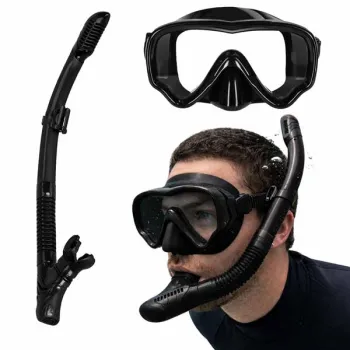 Maska do snurkowania okulary rurka fajka zestaw czarny