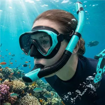 Maska do snurkowania okulary rurka fajka zestaw niebiesko-czarny-1431809