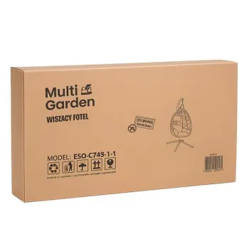 Fotel kokon wiszący wolnostojący bujany ogrodowy do 120 kg poduszki czarny MultiGarden-1430544