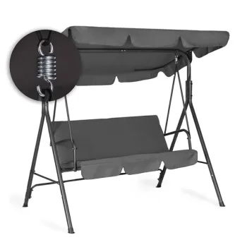 Huśtawka ogrodowa 3-osobowa bujana wolnostojąca stalowa szara MultiGarden-1430781