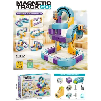 Klocki magnetyczne konstrukcyjne tor wyścigowy auta 54 elementy-1435445