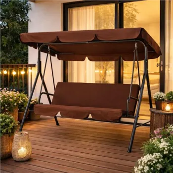 Huśtawka ogrodowa 3-osobowa bujana wolnostojąca stalowa brązowa MultiGarden-1430787