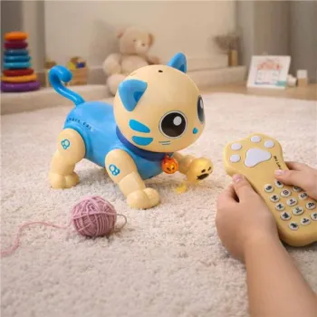 Kot kotek interaktywny zdalnie sterowany na pilota RC robot skacze niebieski-1431499