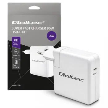 Qoltec Ładowarka Super Fast Power Delivery 96W | USB-C 3.0 | 5-20V | 3-4.8A | Laptop | Mcbook | Smartfon-1435484