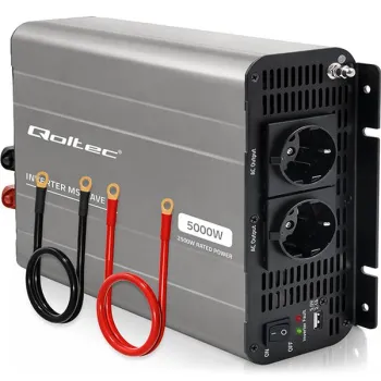 Qoltec Przetwornica napięcia MS Wave | 12V na 230V | 2500/5000W | USB | Kompatybilna z LiFePO4 GEL AGM