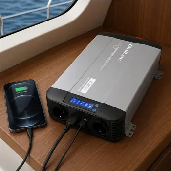 Qoltec Przetwornica napięcia Pure Sine Wave z UPS | 12V na 230V | 2000/4000W | LCD | USB | USB-C | Kompatybilna z LiFeP