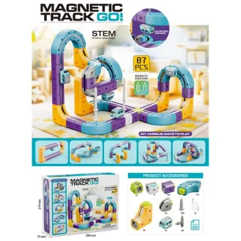 Klocki magnetyczne konstrukcyjne tor wyścigowy auto 87 elementów-1435209