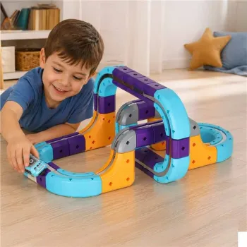 Klocki magnetyczne konstrukcyjne tor wyścigowy auta 54 elementy-1434593