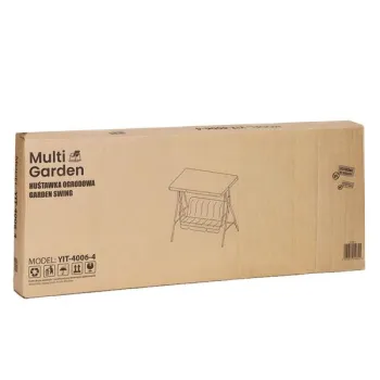 Huśtawka ogrodowa 3-osobowa bujana wolnostojąca stalowa szara MultiGarden-1430783