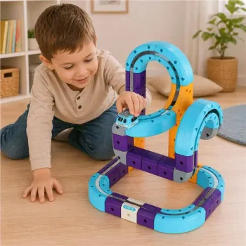 Klocki magnetyczne konstrukcyjne tor wyścigowy auta 54 elementy-1434594
